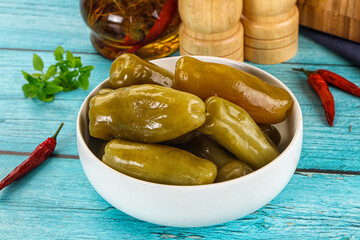 Homemade pickled green tomato heap