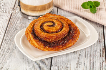 Homemade cinnabon swirl pastry with cinnamon