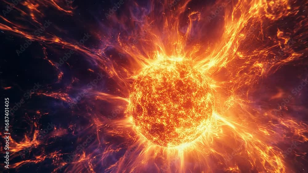 Aufkleber sun exploding in a dramatic and powerful cosmic event