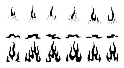 Collection of Black and White Flame and Smoke Illustrations