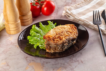 Roasted cod fish fillet piece