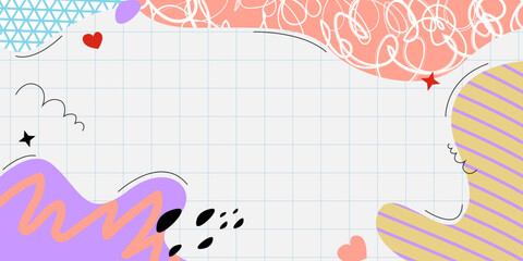 Abstract kids and children background with colorful hand drawn doodle design on paper texture. Suitable for prints and wallpaper. Vector