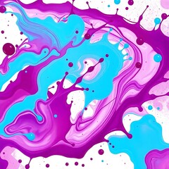 Abstract Color Explosion with marble texture in teal and magenta - AI generated.