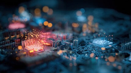 glowing circuits digital network data