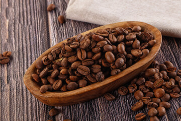 Roasted brown araboca coffee beans