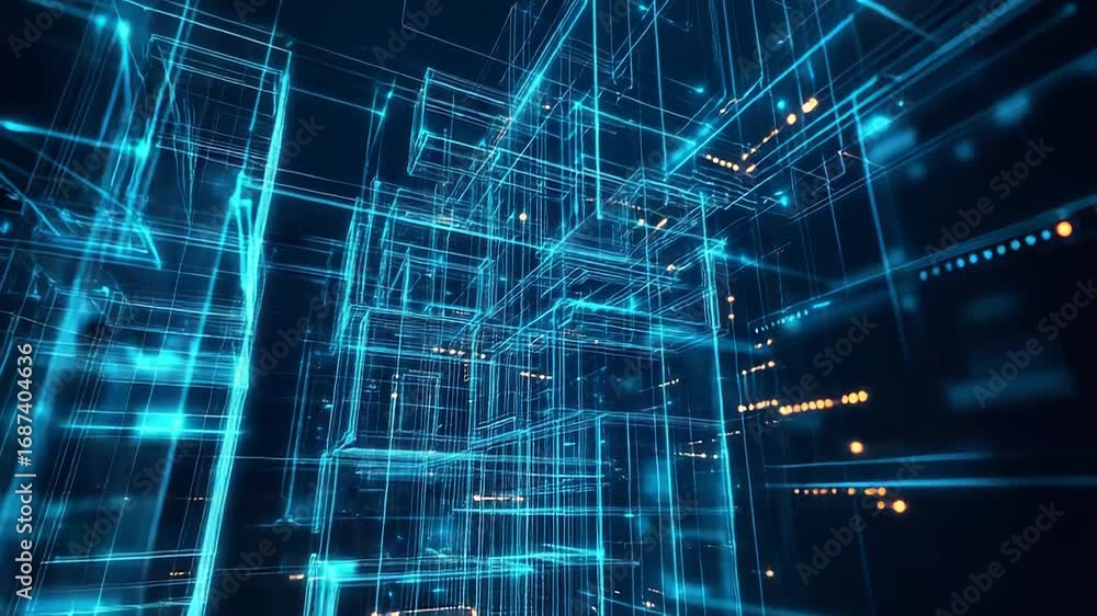 Aufkleber abstract server room network infrastructure connecting cyber data flow