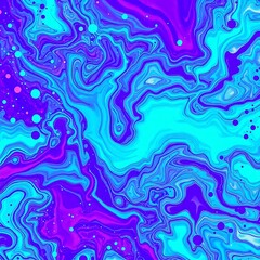 Abstract Color Explosion with marble texture in teal and magenta - AI generated.