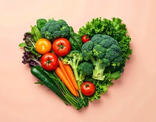 Love for a Plant-Based Diet: A Bright Illustration for World Vegetarian Day Celebration with a Heart Symbol from Organic Ingredients