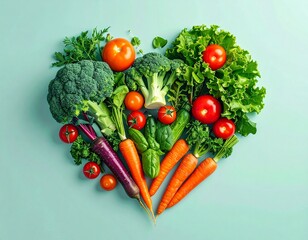 Energy from Nature: A Flat Lay Illustration Showcasing the Power of Vegan and Vegetarian Food for Body Wellness.