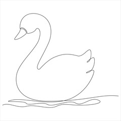 Continuous one line drawing of mute swan minimalist outline vector illustration