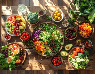Healthy Eating: Abundance of Fresh Produce and Delicious Salads