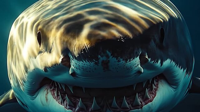 Great White Shark Underwater Closeup.