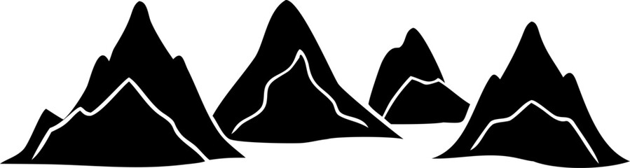 Minimalist black mountain range graphic vector illustration, an iconic and versatile design element ideal for various digital and print applications