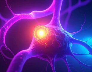 Neurology Concept: Glowing Neuron Dendrites and Axons