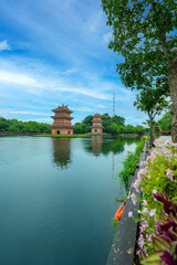 View of Hoa Lu old town which is a very famous destination for tourists in Ninh Binh, Vietnam