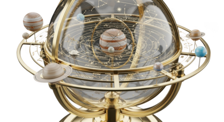 Orrery model  isolated on white background	