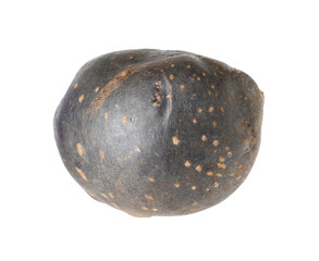 One whole purple potato isolated on white