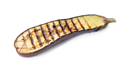 Slice of grilled eggplant isolated on white