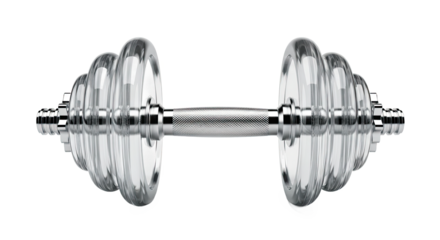 Shiny chrome adjustable dumbbell for weight training and fitness.