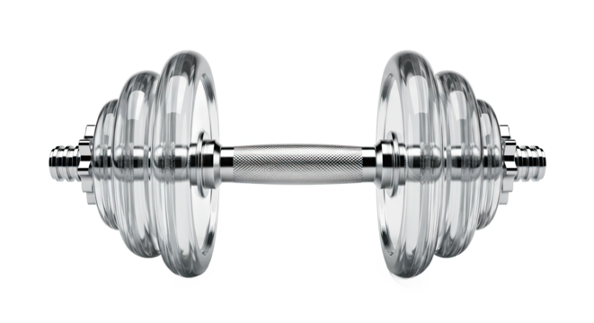 Shiny chrome adjustable dumbbell for weight training and fitness.