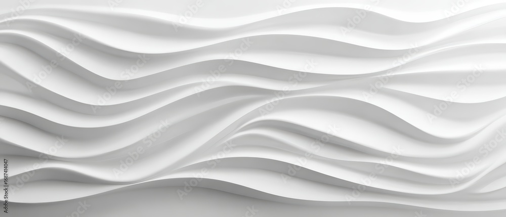 Aufkleber abstract3dwhitewavepattern with smooth curves and layered texture for modern design backgrounddigita