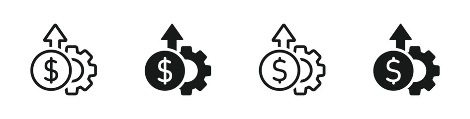Manufacturing cost rise icon. Production cost rise vector signs set © Nkrumah