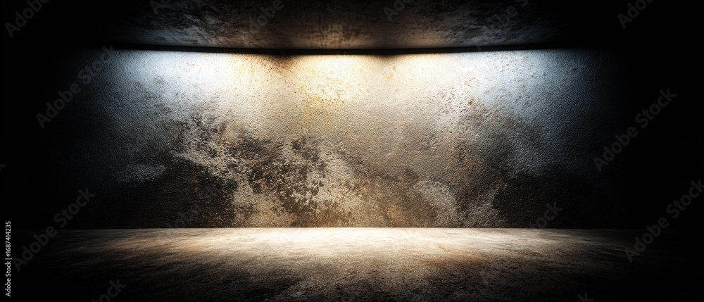 Aufkleber dark empty studio space with concrete floor and backlit wall creating a minimalist and industrial at