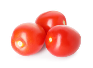 Many ripe red tomatoes isolated on white