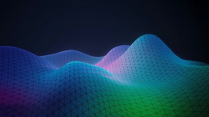Wireframe terrain waves abstract background