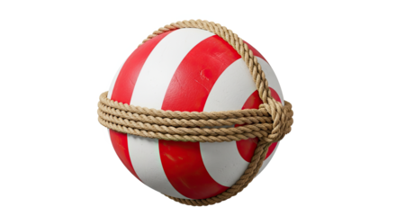 Striped Ball Wrapped in Rope.
