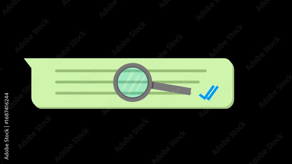 Poster video animation chat speech bubble and a magnifying glass in concept of searching chat message digit