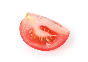 Piece of ripe red tomato isolated on white