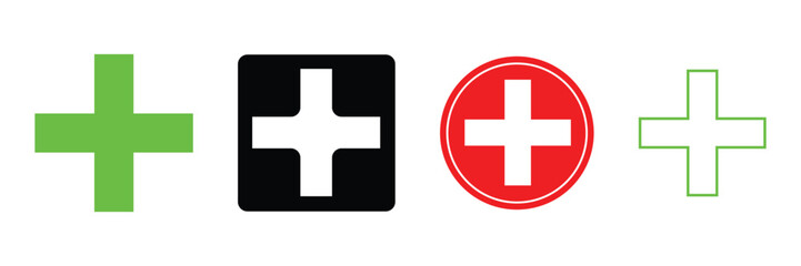 plus icon set. vector illustration