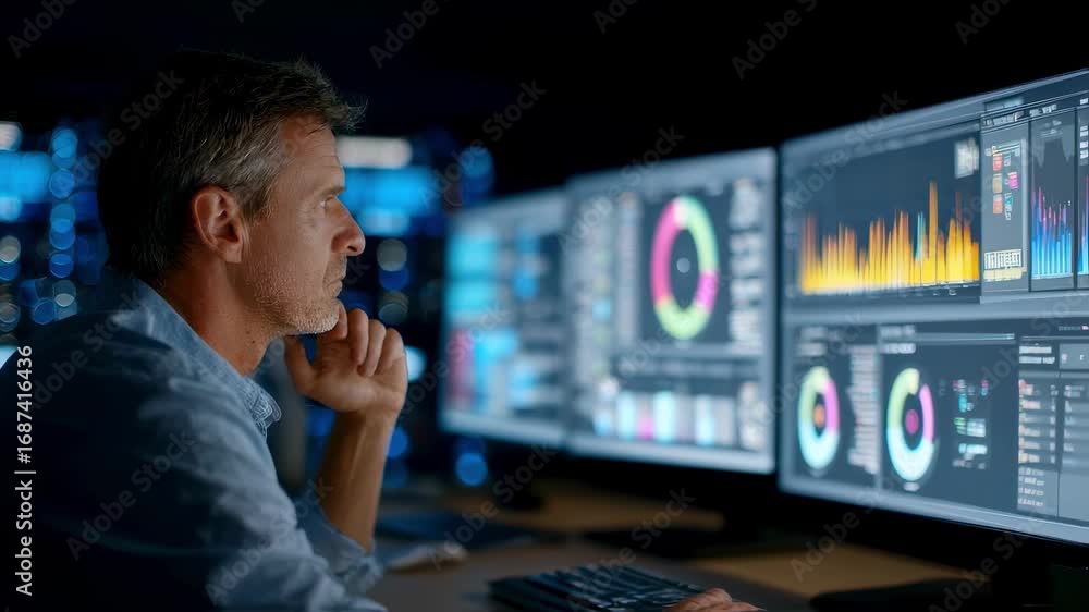 Aufkleber medium shot of crisis communication specialist adjusting filters on a response monitoring dashboard 