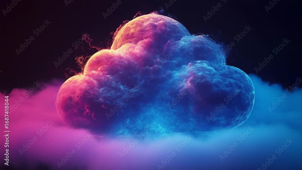 Aufkleber colorful cloud computing symbol floating in digital space
