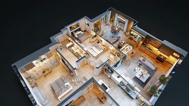 Modern apartment floor plan showing stylish interior design