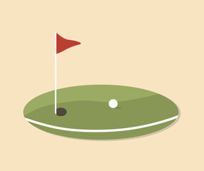 golf concept design with flag on green grass and golf hole