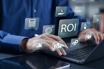 ROI, Return on Investment concept. financial strategies, marketing plan, and efficiency. business...