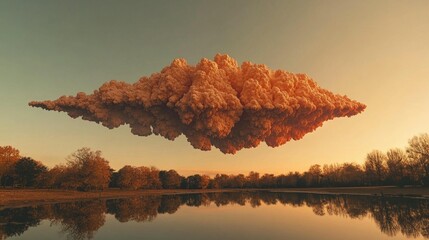 Sunset Cloud over Calm Lake