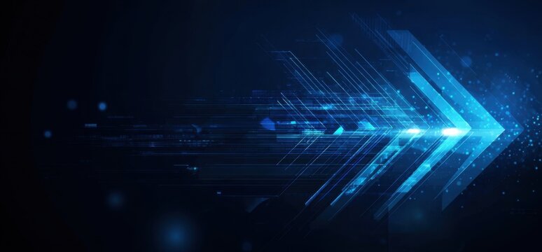 Abstract digital arrow design in deep blue and light blue