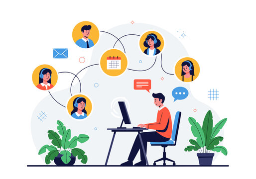 Customer service team collaborating remotely for effective communication and support