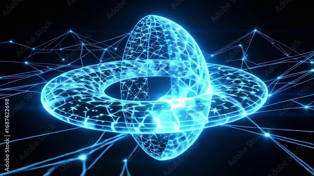 Poster abstract technology network animation background futuristic digital connection world 3d render desig