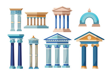 Collection of Ancient Architectural Elements and Temples