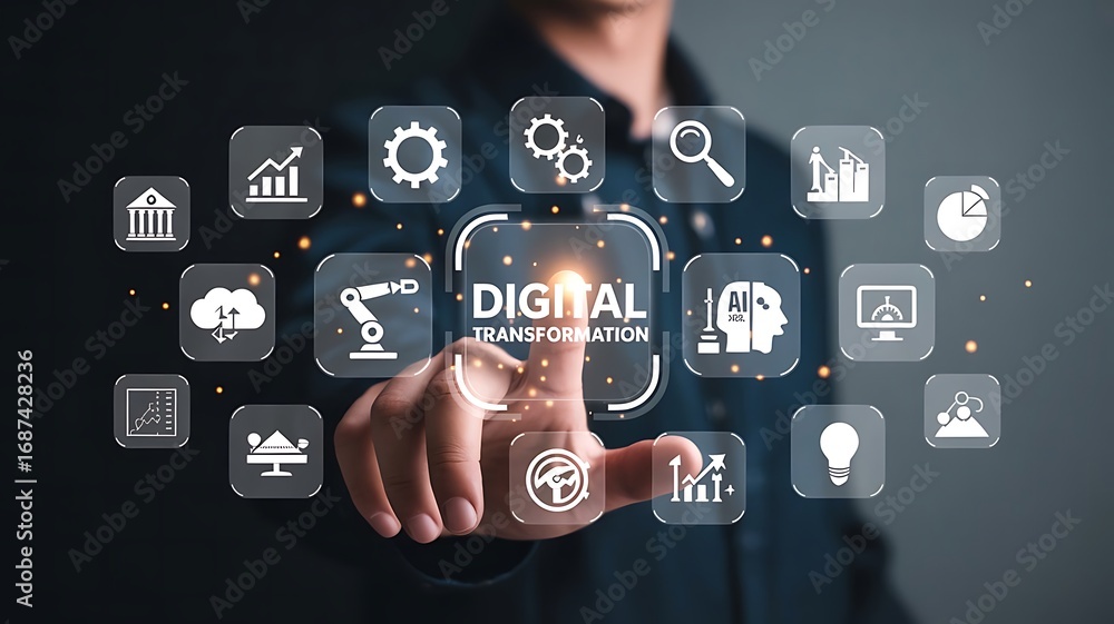 Poster digital transformation strategy for business process automation and cloud computing