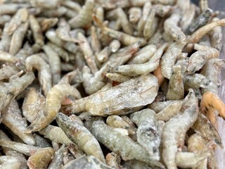 Royal grey prawns are sitting in the fridge in the supermarket, which are perfect for seafood lovers all over the world. Fresh shrimps that are just waiting to be turned into delicious seafood dishes