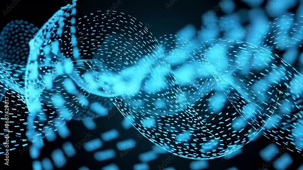 Poster abstract blue wave background animation digital technology motion graphics visuals design 3d render
