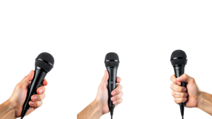 Microphone in hand on transparent background png