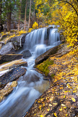 Eastern Sierra waterfall in autumn forest