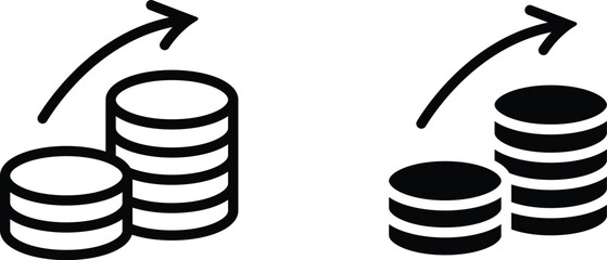 Coin Stack with Growth Arrow Icon