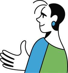 Elegant Woman Profile Line Illustration Side View Gesture